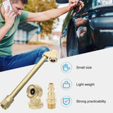 Brass Air Chuck Kit with Dual Head Tire Inflator Nozzle and 1/4 Inch NPT Hose Accessories for Trucks, Brass Construction - Front View