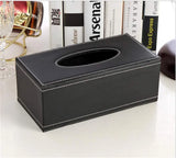 Leather Tissue Box Holder, Waterproof Rectangular Tissue Box Cover for Home Office and Car Decor, Black, Waterproof Design