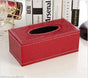Leather Tissue Box Holder Waterproof Rectangular Napkin Cover for Home Office Car Decor Red, Waterproof Design