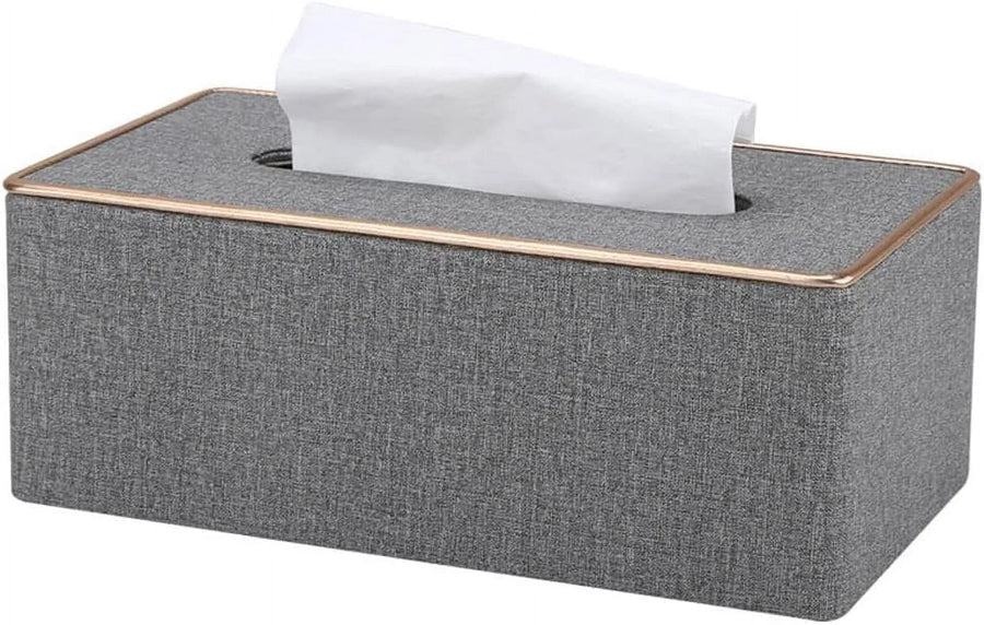 Leather Tissue Box Holder Waterproof Rectangular Tissue Box Cover for Home Office and Car Decor Gray, Style-4, Waterproof Design