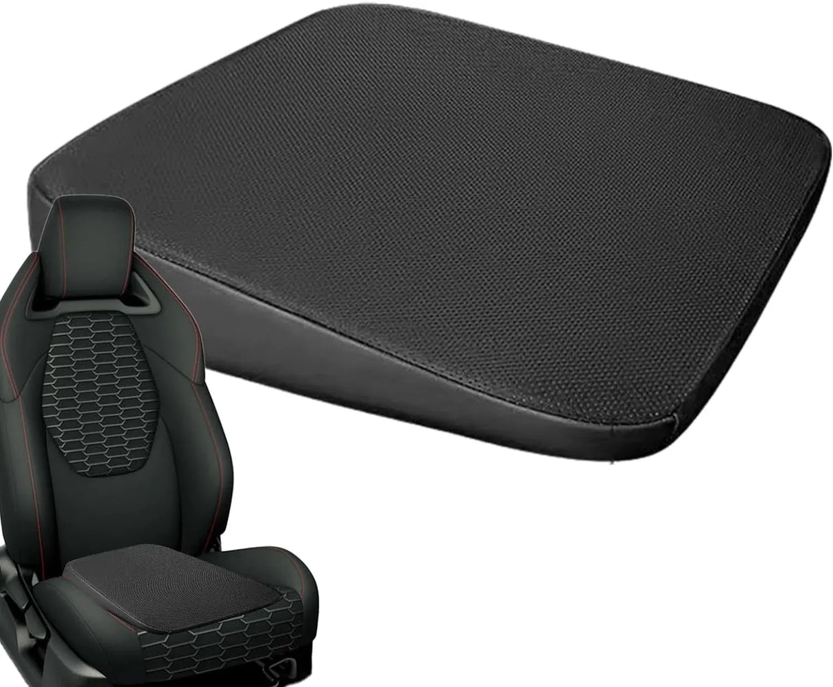 Wedge Car Seat Cushion Pad, Ergonomic Sloping Fabric Booster for Short Drivers, Wheelchair, Car Seat and Dining Chair, Black 6cm