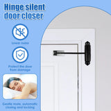 Automatic Double Spring Door Closer, Adjustable Heavy Duty Aluminum Alloy Safety Latch for Home Doors, Black, Aluminum Construction - Front View