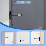 Automatic Double Spring Door Closer, Adjustable Heavy Duty Aluminum Alloy Safety Latch for Home Doors, Black, Aluminum Construction