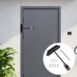 Automatic Double Spring Door Closer, Adjustable Heavy Duty Aluminum Alloy Safety Latch for Home Doors, Black, Aluminum Construction