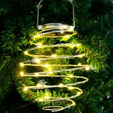 Solar Powered Spiral LED Hanging Lantern Waterproof Warm White Outdoor Decorative Light for Garden Patio Pathway - Front View