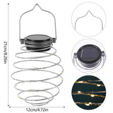 Solar Powered Spiral LED Hanging Lantern Waterproof Warm White Outdoor Decorative Light for Garden Patio Pathway - Side View