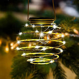 Solar Powered Spiral LED Hanging Lantern Waterproof Warm White Outdoor Decorative Light for Garden Patio Pathway - 45-Degree Angle
