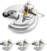 Keyed Alike Disc Padlock 4 Pack, Stainless Steel Discus Lock with 3/8 Inch Shackle for Garages, Fences, Sheds, Storage Units, 2-3/4 In