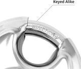 Keyed Alike Disc Padlock 4 Pack, Stainless Steel Discus Lock with 3/8 Inch Shackle for Garages, Fences, Sheds, Storage Units, 2-3/4 In