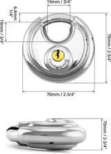 Keyed Alike Disc Padlock 4 Pack, Stainless Steel Discus Lock with 3/8 Inch Shackle for Garages, Fences, Sheds, Storage Units, 2-3/4 In
