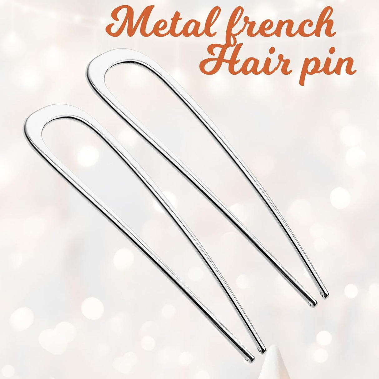 French Hair Pins 2 Pack Large Metal U Shaped Twist Sticks for Thick Hair Women Hair Accessories, Silver 5.5 Inch