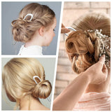 French Hair Pins 2 Pack Large Metal U Shaped Twist Sticks for Thick Hair Women Hair Accessories, Silver 5.5 Inch
