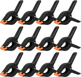Plastic Spring Clamps Heavy Duty 6 Inch Backdrop Clips for Woodworking and Photography, Black, 12 Pack, Durable Plastic Construction