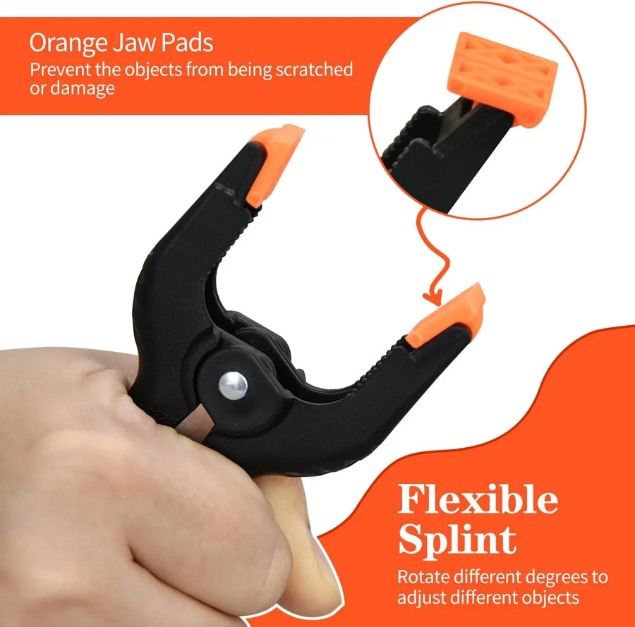 Plastic Spring Clamps Heavy Duty 6 Inch Backdrop Clips for Woodworking and Photography, Black, 12 Pack, Durable Plastic Construction