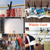 Plastic Spring Clamps Heavy Duty 6 Inch Backdrop Clips for Woodworking and Photography, Black, 12 Pack, Durable Plastic Construction - Close-Up Angle