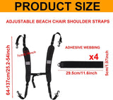 Adjustable Beach Chair Backpack Straps, Replacement Shoulder Carry Bands for Folding Beds, Backpacks and Outdoor Gear, Black - Front View