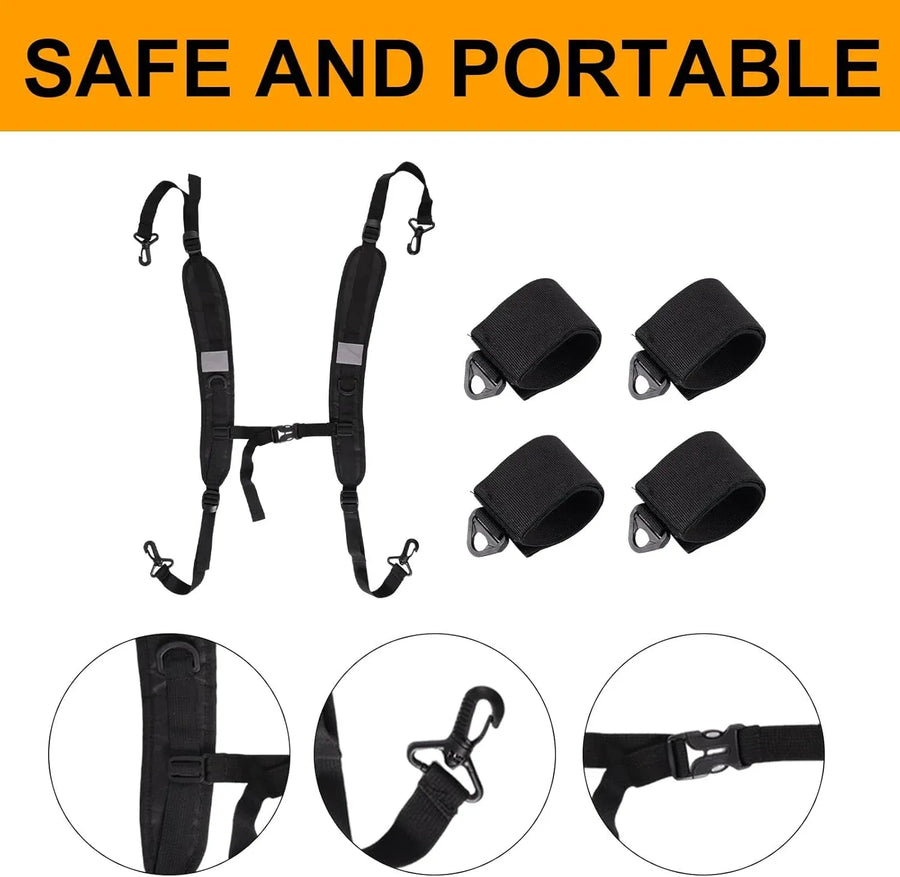 Adjustable Beach Chair Backpack Straps, Replacement Shoulder Carry Bands for Folding Beds, Backpacks and Outdoor Gear, Black
