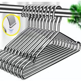 Stainless Steel Clothes Hangers, Heavy Duty Thickened Solid Metal Coat Hangers for Closet Organization, 5 Pack, Silver - Front View