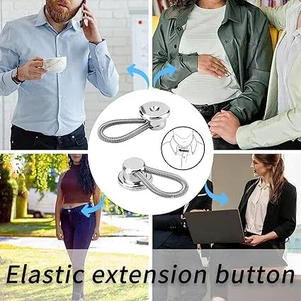 6 Pcs Collar Extenders for Men's Dress Shirts, Comfortable Spring Alloy Button Extenders for Shirts, Suits and Coats, Silver