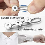 6 Pcs Collar Extenders for Men's Dress Shirts, Comfortable Spring Alloy Button Extenders for Shirts, Suits and Coats, Silver - Side View