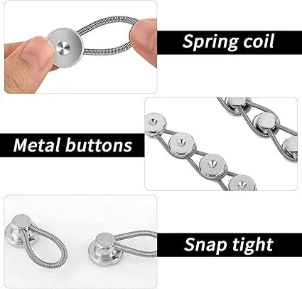 6 Pcs Collar Extenders for Men's Dress Shirts, Comfortable Spring Alloy Button Extenders for Shirts, Suits and Coats, Silver