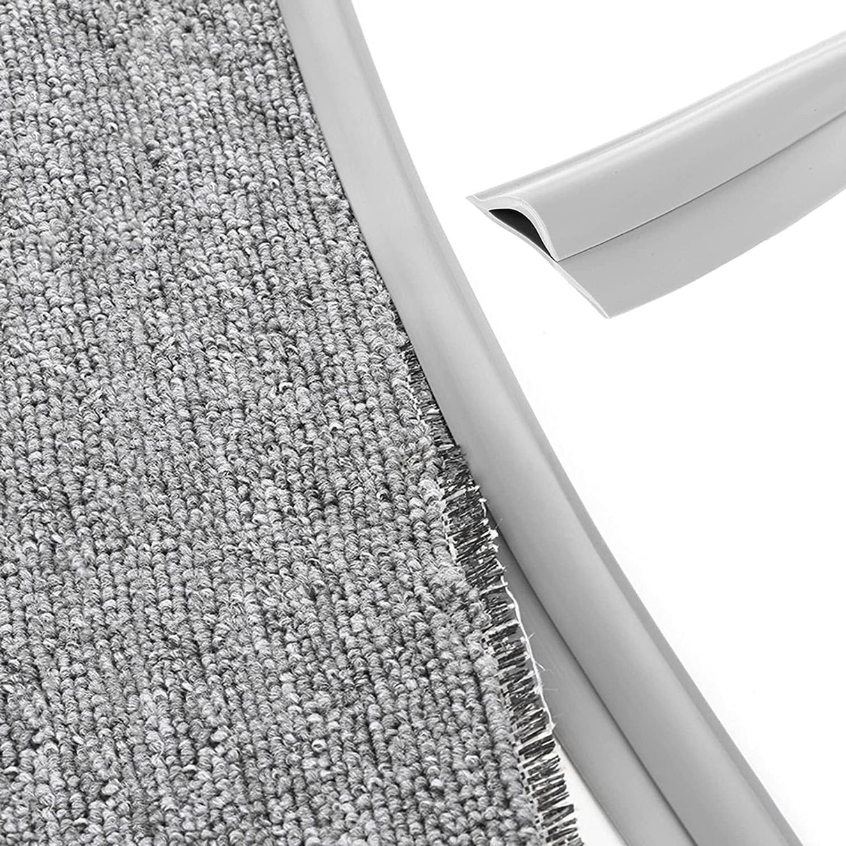 Carpet Edge Binding Trim Self Adhesive Flexible PVC Floor Transition Strip for Indoor Rugs Doormats and Robot Vacuums, Grey 600cm, 600cm (19.7ft) Size
