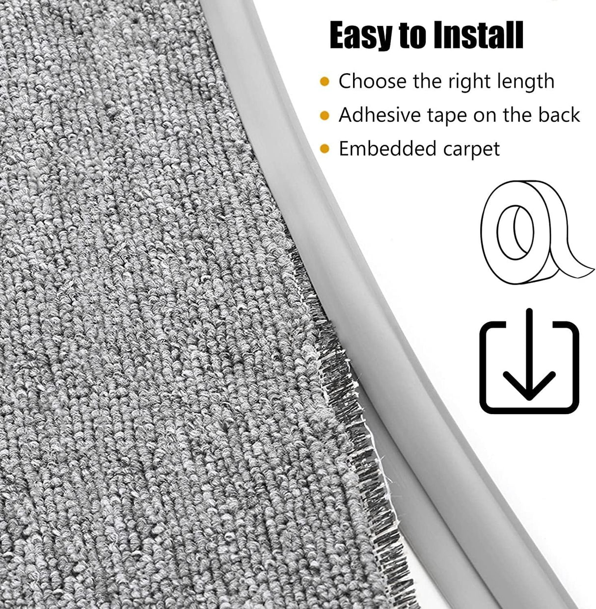 Carpet Edge Binding Trim Self Adhesive Flexible PVC Floor Transition Strip for Indoor Rugs Doormats and Robot Vacuums, Grey 600cm, 600cm (19.7ft) Size