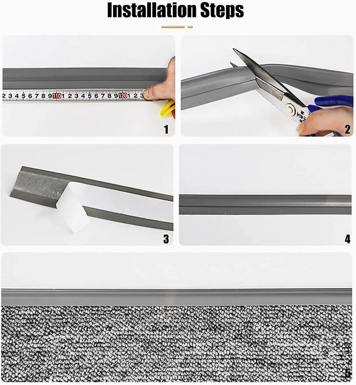 Carpet Edge Binding Trim Self Adhesive Flexible PVC Floor Transition Strip for Indoor Rugs Doormats and Robot Vacuums, Grey 600cm, 600cm (19.7ft) Size