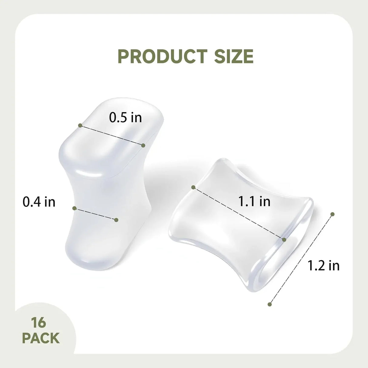 16 Pack Gel Toe Separators Soft Silicone Toe Spacers for Women Men Daily Foot Care Transparent, Daily Comfort Use