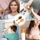 2 Pcs Mini Bamboo Hair Brush Set, Anti Static Detangling Scalp Massage Pocket Comb for Daily Hair Care, Natural Wood