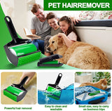 3 In 1 Pet Hair Remover, Reusable Washable Silicone Lint Roller for Couches Carpets and Clothing, Green Black, Daily Comfort Use - Top-Down View