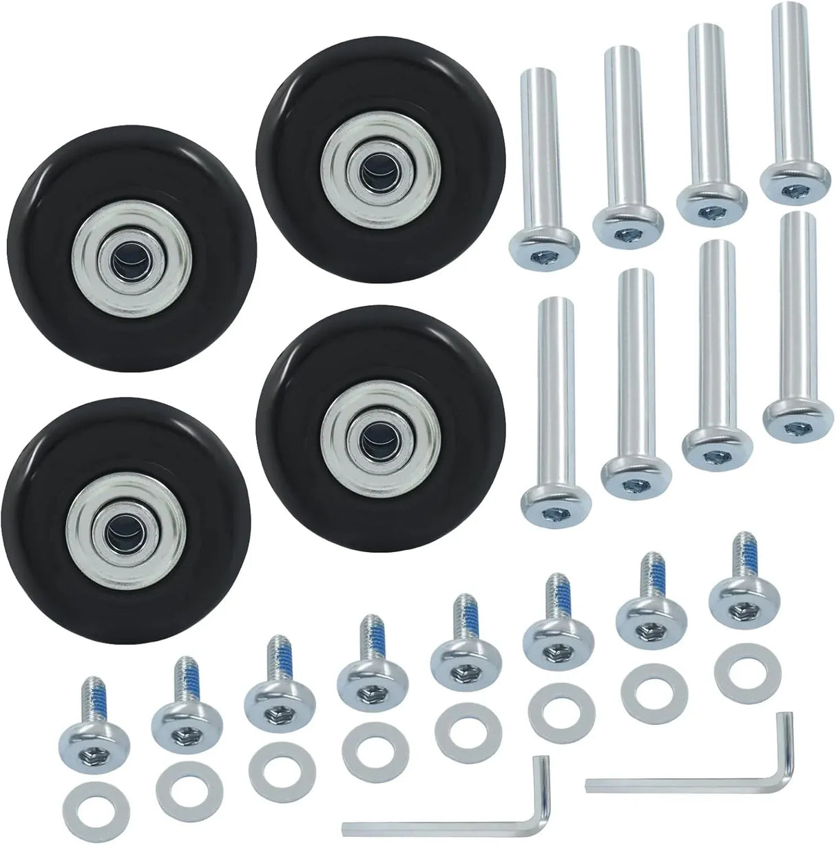 Luggage Replacement Wheels, Rubber Suitcase Repair Caster Kit with Ball Bearings for Travel Luggage, Heavy Duty, 50 x 18 mm, 4 Pack