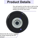 Luggage Replacement Wheels, Rubber Suitcase Repair Caster Kit with Ball Bearings for Travel Luggage, Heavy Duty, 50 x 18 mm, 4 Pack