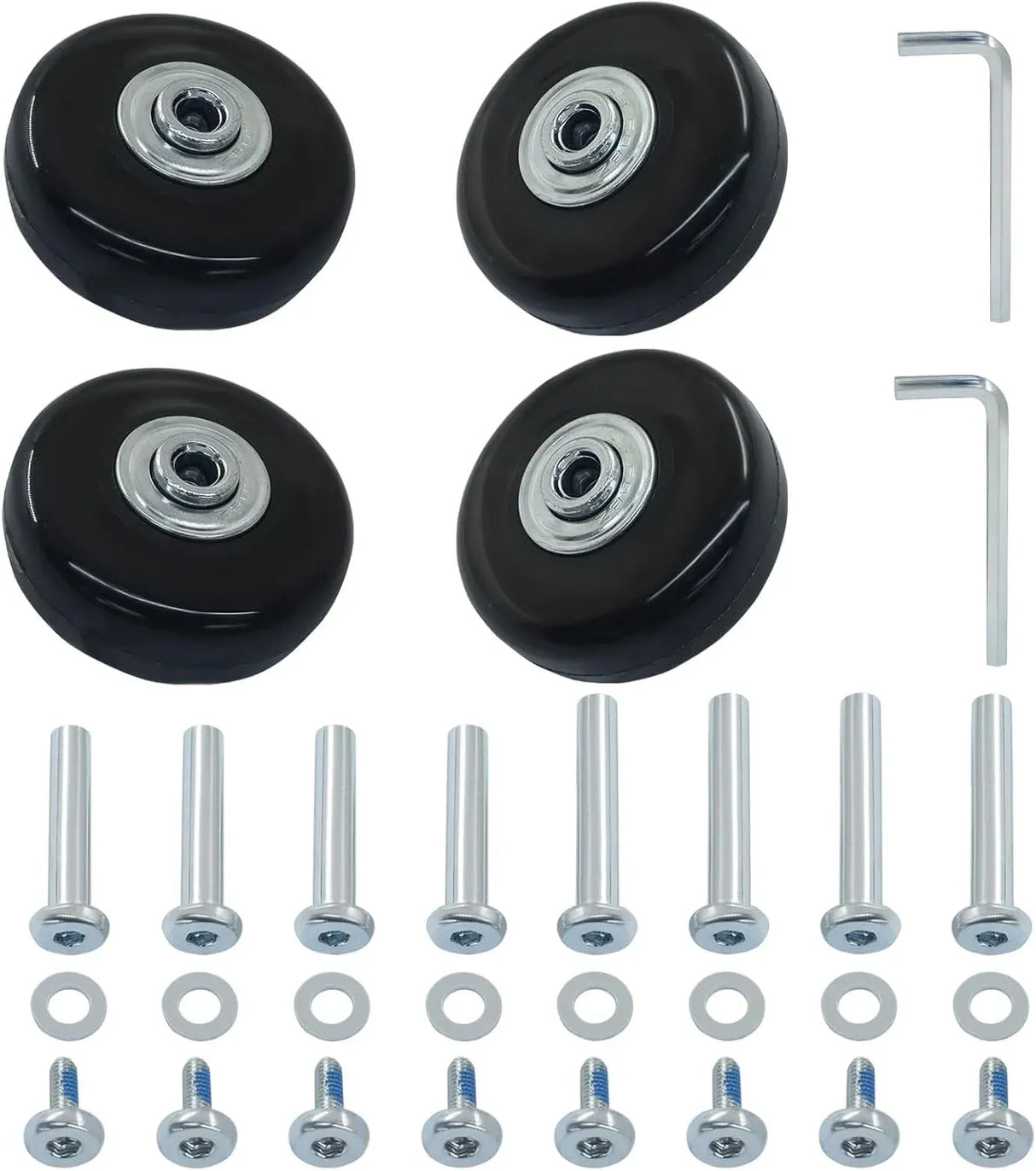 Luggage Replacement Wheels, Rubber Suitcase Repair Caster Kit with Ball Bearings for Travel Luggage, Heavy Duty, 50 x 18 mm, 4 Pack