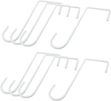 8 Pack Vinyl Fence Hooks, White Powder Coated Steel Hangers for Bird Feeders, Plants, Lights and Pool Equipment, 3 x 8 Inches