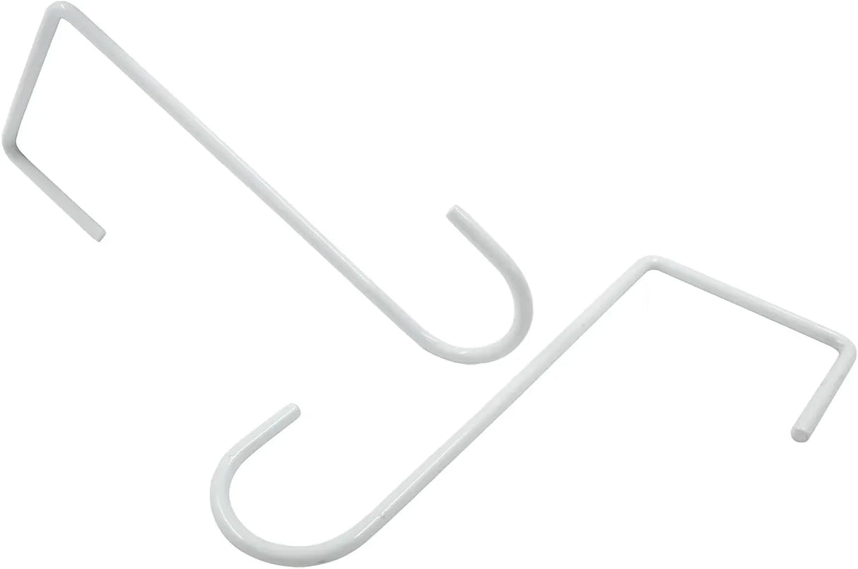 8 Pack Vinyl Fence Hooks, White Powder Coated Steel Hangers for Bird Feeders, Plants, Lights and Pool Equipment, 3 x 8 Inches