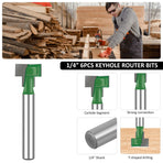 Keyhole Router Bits Set, 1/4 Inch Shank T Slot Milling Cutters for Woodworking, 6 Piece Set, Practical Everyday Use