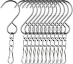 12 PCS Swivel Hanging Hooks Clips, 360 Degree Rotating Stainless Steel for Wind Chimes Bird Feeders Outdoor Ornaments, Silver