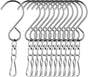 12 PCS Swivel Hanging Hooks Clips, 360 Degree Rotating Stainless Steel for Wind Chimes Bird Feeders Outdoor Ornaments, Silver