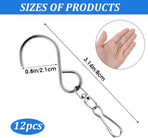 12 PCS Swivel Hanging Hooks Clips, 360 Degree Rotating Stainless Steel for Wind Chimes Bird Feeders Outdoor Ornaments, Silver