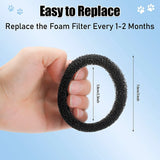 Pet Fountain Foam Filters, 16 Pack Round Sponge Replacement Filters for 2.5L 84 oz Stainless Steel Cat Fountain, Black - 45-Degree Angle
