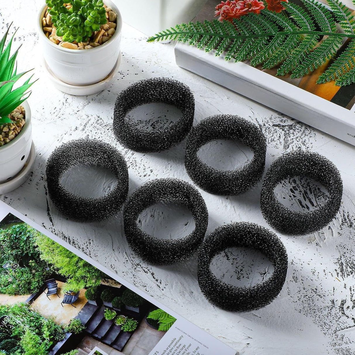 Pet Fountain Foam Filters, 16 Pack Round Sponge Replacement Filters for 2.5L 84 oz Stainless Steel Cat Fountain, Black