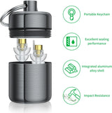 2 Pack Metal Earplug Case Aluminum Waterproof Keychain Pill Holder for Travel Black, Aluminum Construction, Waterproof Design - Side View