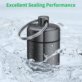 2 Pack Metal Earplug Case Aluminum Waterproof Keychain Pill Holder for Travel Black, Aluminum Construction, Waterproof Design - Top-Down View