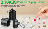2 Pack Metal Earplug Case Aluminum Waterproof Keychain Pill Holder for Travel Black, Aluminum Construction, Waterproof Design - Close-Up Angle