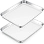 Stainless Steel Toaster Oven Trays, 2 Pack Small Non Toxic Baking Cookie Sheets for Cake Baking, Dishwasher Safe, 9.4"x7.3" Size