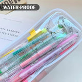 2 Pcs Clear Zipper Makeup Brush Bags Multi Use Toiletry Cosmetic Pouches for Travel and Luggage, Black and White - Side View