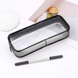 2 Pcs Clear Zipper Makeup Brush Bags Multi Use Toiletry Cosmetic Pouches for Travel and Luggage, Black and White - 45-Degree Angle