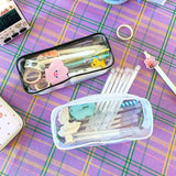 2 Pcs Clear Zipper Makeup Brush Bags Multi Use Toiletry Cosmetic Pouches for Travel and Luggage, Black and White