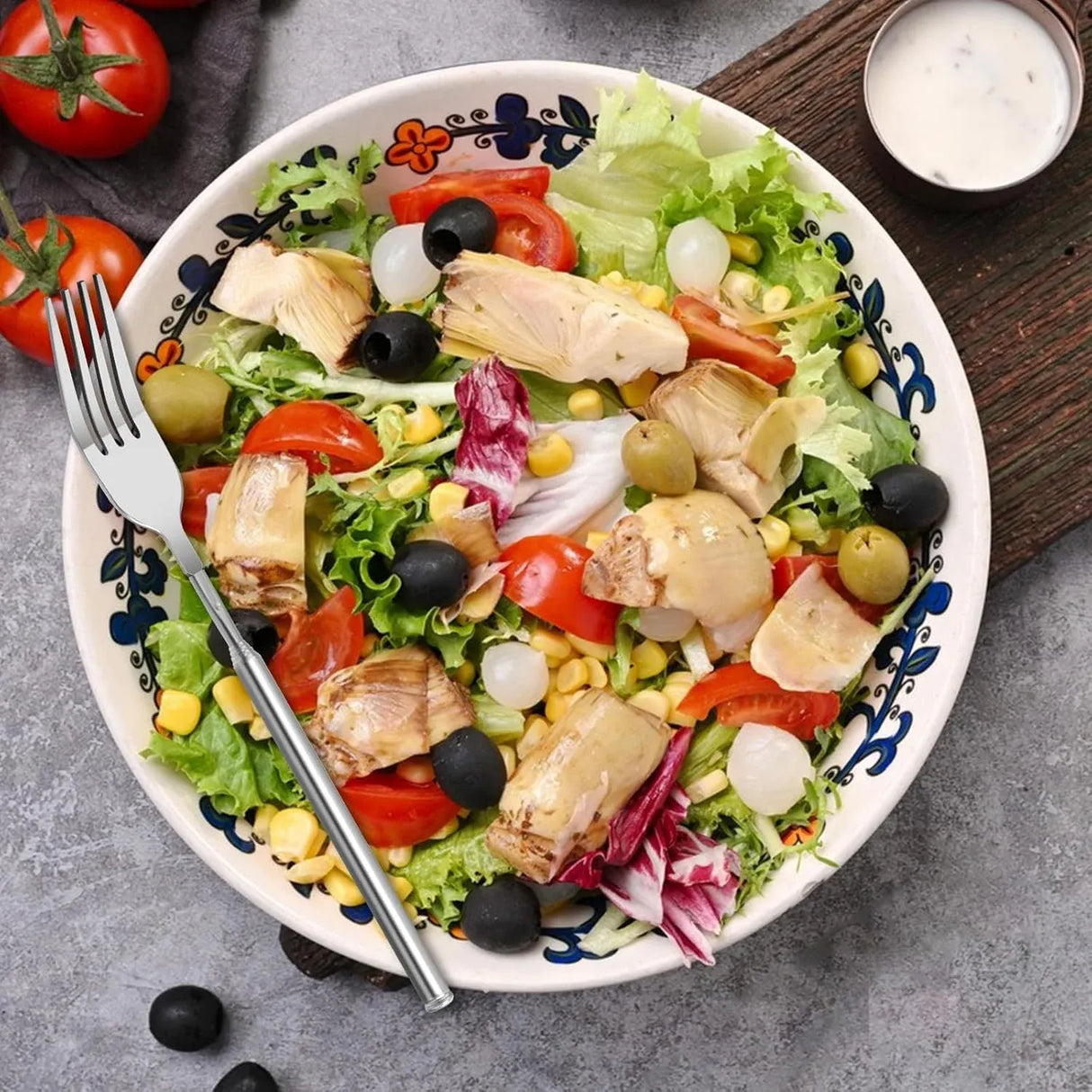2 Pcs Telescoping Forks, Stainless Steel Extendable Retractable Forks for Dinner, Fruit, Dessert and BBQ, 8.7 to 25.6 Inch